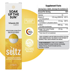 Seltz Soak Up The Sun at home daily routine with a glass.