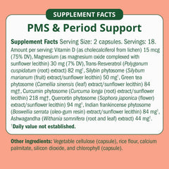 Semaine PMS Relief capsules close-up, vegan non-hormonal formula.