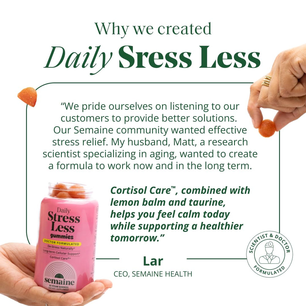 Semaine Stress Less Gummy packaging detail with eco-friendly seal