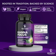 SEMBRA NATURALS KannaFocus ingredients label: transparency with COA batch test results.