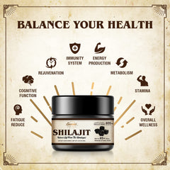 Sennasi Shilajit resin rich in 85+ minerals and fulvic acid profile.