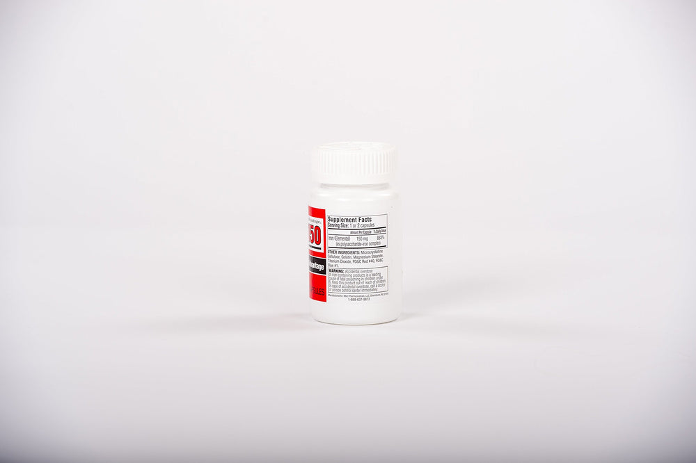 Senokot NU-IRON bottle open with capsules ready to take.