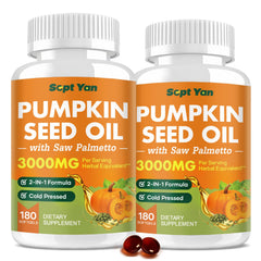 SEPT YAN pumpkin seed oil softgel bottle promoting hair vitality and general wellness