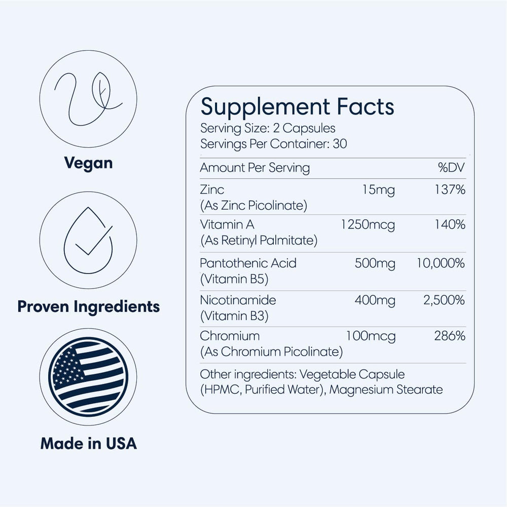 Seraph acne supplement capsules in bottle, ready for your daily routine.