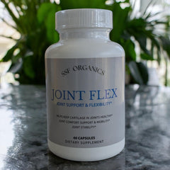 SSF Organics Joint Flex capsules shown with natural wellness vibe