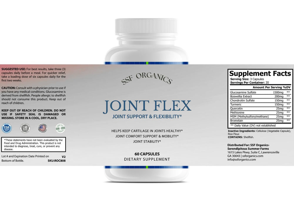 SSF Organics Joint Flex capsules resting to show easy daily use