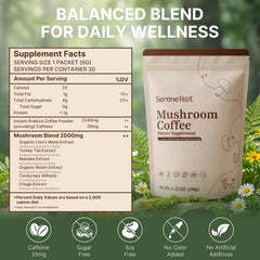Pouring hot water into a SereneRoot sachet creates a silky, coconut-MCT brew.