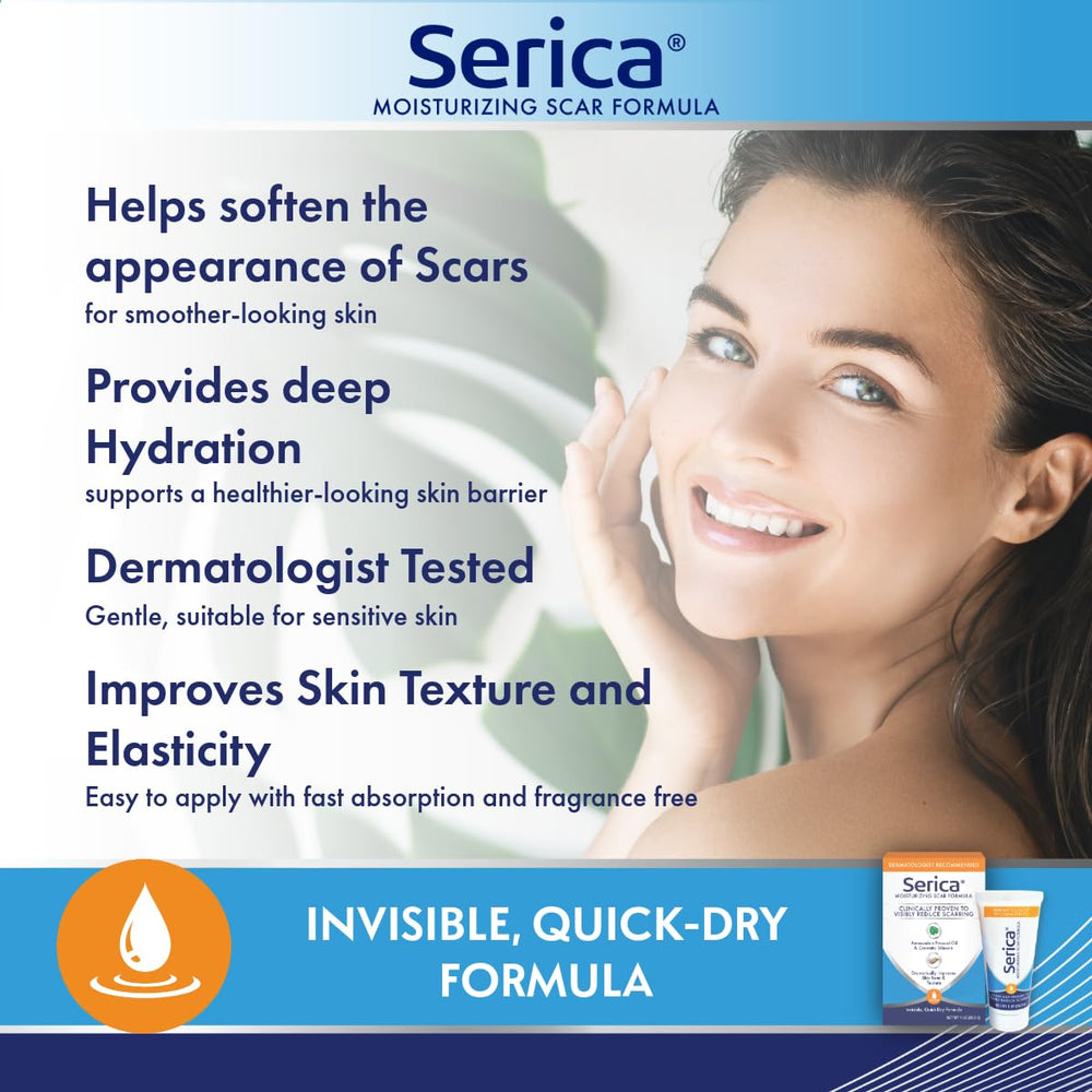 Serica Scar Gel clear texture applied on skin for even-looking results.
