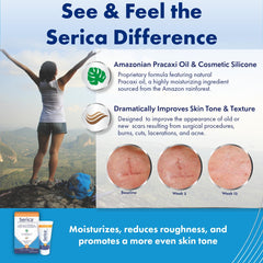 Serica Scar Gel face use promotes non-greasy, non-staining care.