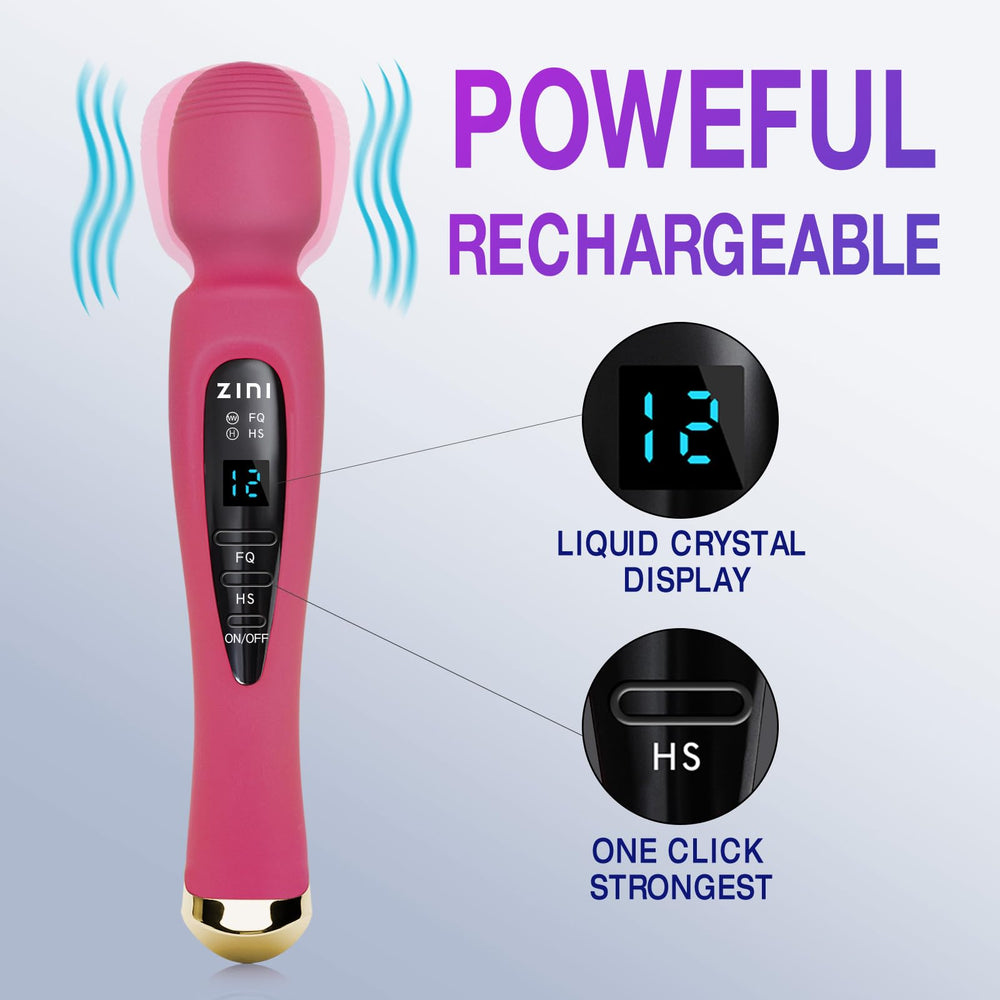 Seritivo massage wand with 12 vibration speeds for customizable comfort.