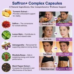 SERSANVE saffron bottle label shows vegan, gluten-free wellness formula.