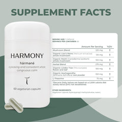 Setas Harmony capsules closeup highlighting vegan capsules for stress support.