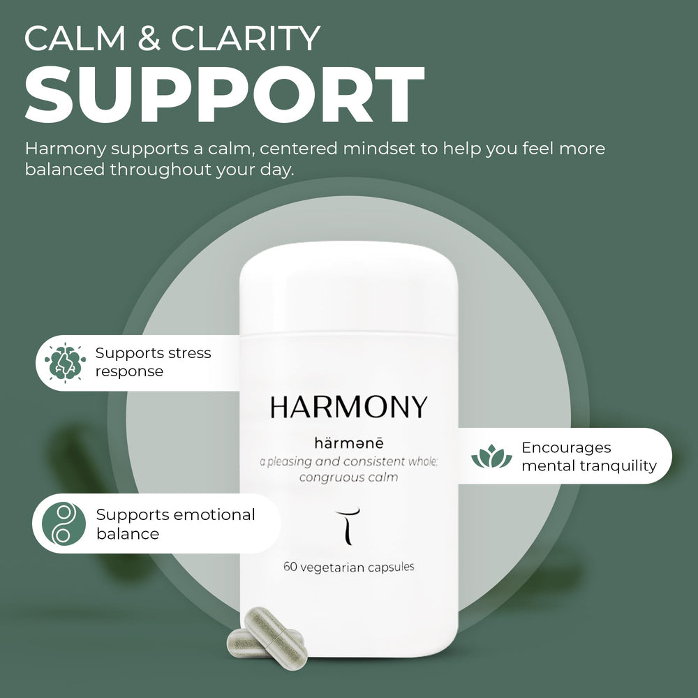 Setas Harmony label closeup emphasizing organic ingredients for balanced mood.