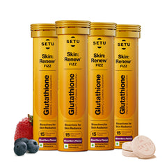 SETU Glutathione effervescent tablets in mixed berry bottle for daily antioxidant support
