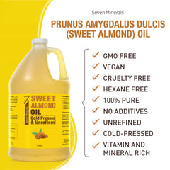 Seven Minerals almond oil texture in hand emphasizes lightweight, fast-absorbing nourishment.
