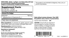SFI Health 100mg ubiquinol formula visual highlights potency and antioxidant potential.