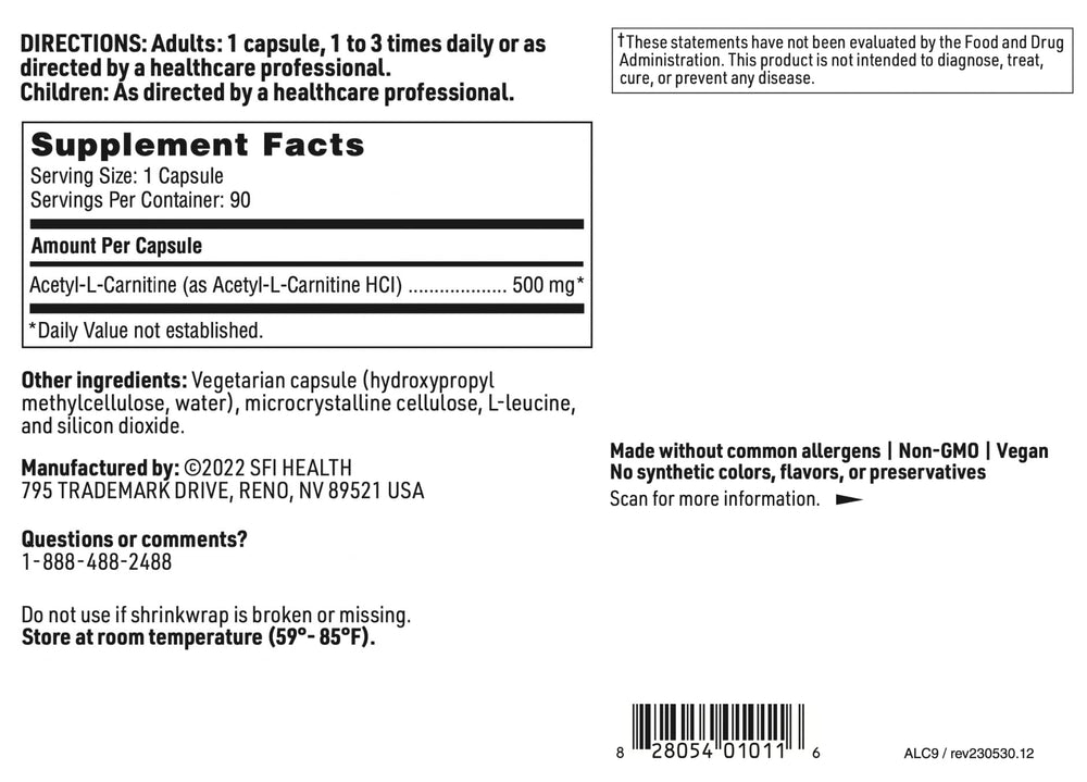Suggested use for Klaire Labs Acetyl-L-Carnitine daily