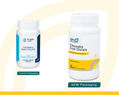 SFI Health Klaire Labs natural cherry flavor chewable for pleasant iron supplementation.