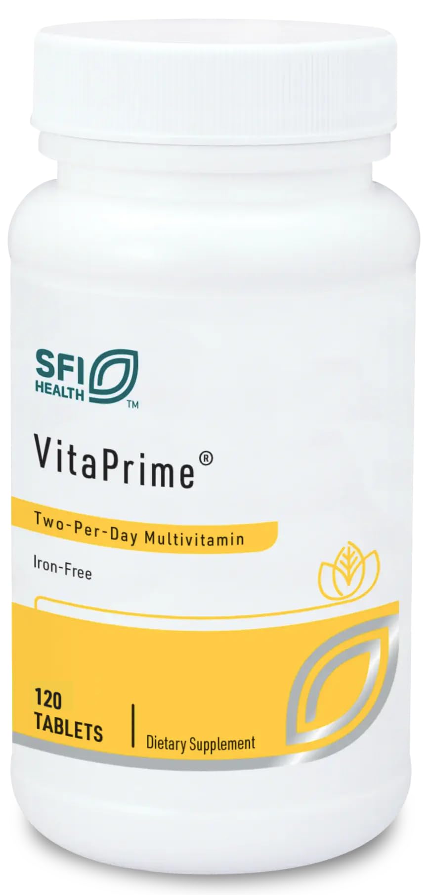 SFI Health VitaPrime bottle with tablets shown for daily immune-support nutrition