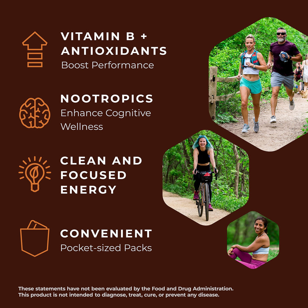 Open pack revealing two gummies per serving for convenient energy.