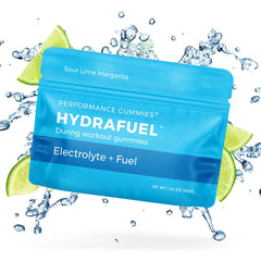 SGC HydraFuel Margarita gummies bottle front ideal for on-the-go hydration during workouts.