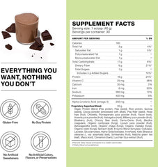 Shakeology chocolate bottle label close up highlighting gluten-free vegan formula