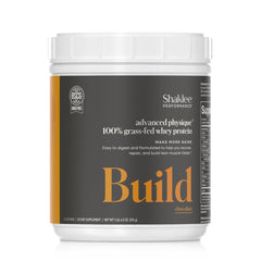 Shaklee Advanced Physique whey tub front shows lean protein for workouts.