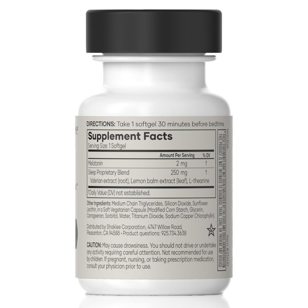 Shaklee Dream Serene bottle label close-up highlighting melatonin and botanicals