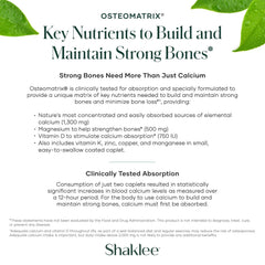 Shaklee OsteoMatrix ingredients panel shows vitamins D and K.