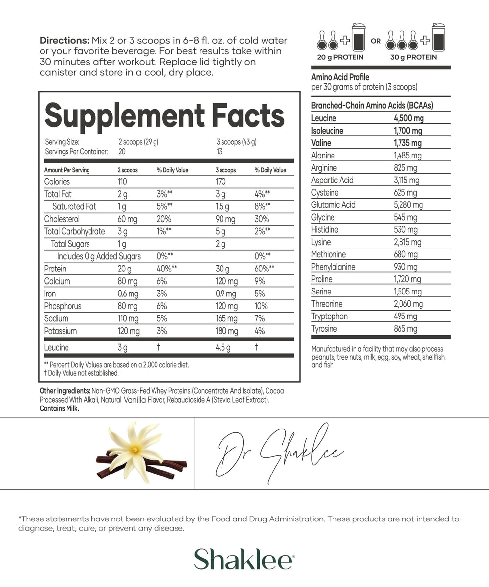Shaklee Performance Advanced Physique vanilla shake in glass shows smooth texture and quick absorption.