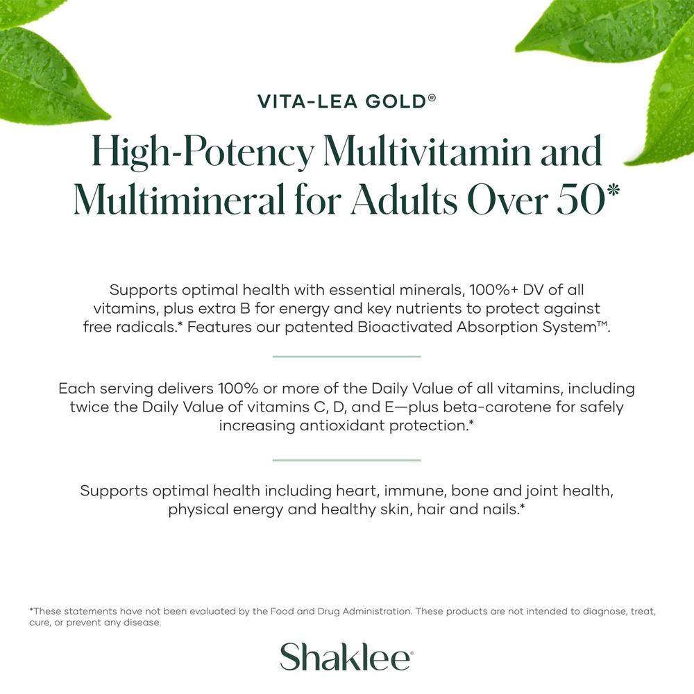 Shaklee Vita-Lea Gold label detail with vitamin blend for heart, immune, bone support