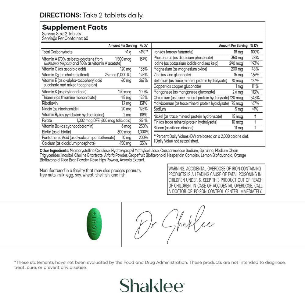 Shaklee Vita-Lea Women label detail highlights 800 mcg folic acid benefits