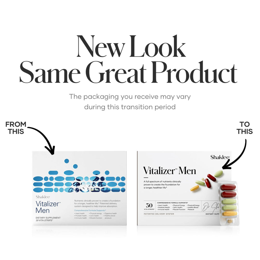 Shaklee Vitalizer Men vita-strip close-up supports easy daily intake.