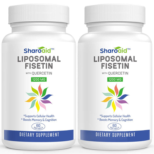 Sharoaid liposomal fisetin bottle highlights high-absorption antioxidant formula for daily wellness