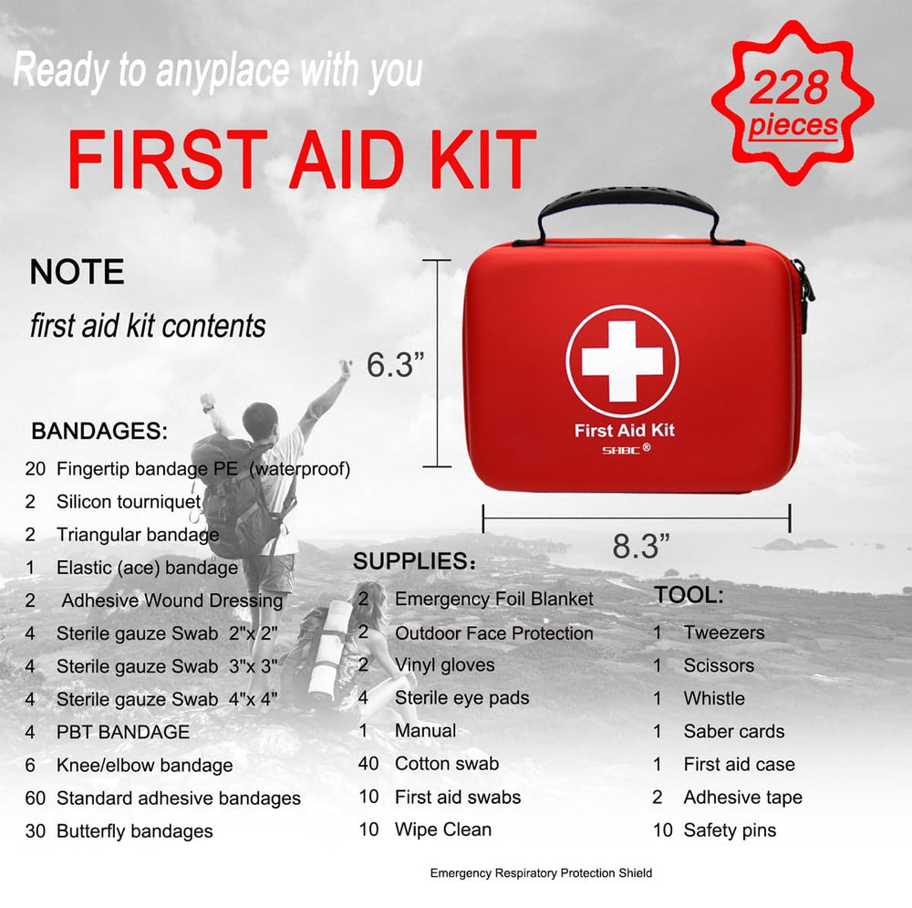 SHBC Compact First Aid Kit case features waterproof EVA shell for rugged environments.