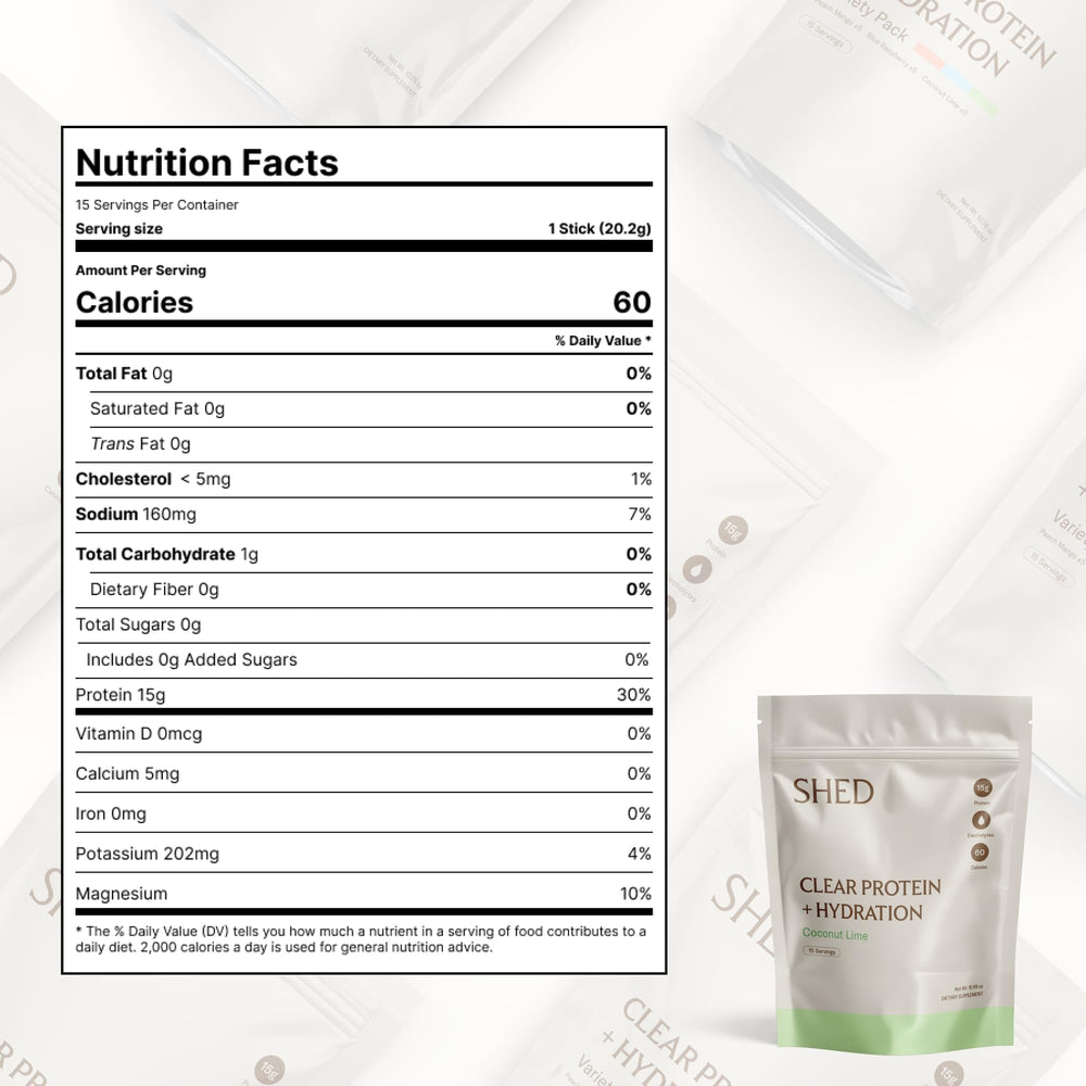 Shed Nutrition Variety Pack Display showcases flavor choices for workouts.