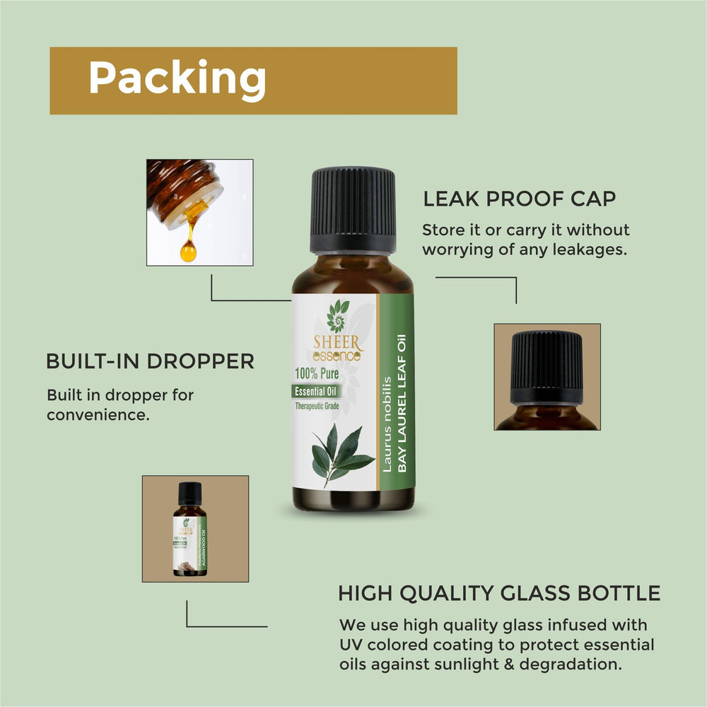 Sheer Essence Bay Laurel Leaf Oil supports soothing massage blends when diluted.