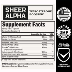 Sheer Strength Alpha USA-made label on bottle emphasizes quality