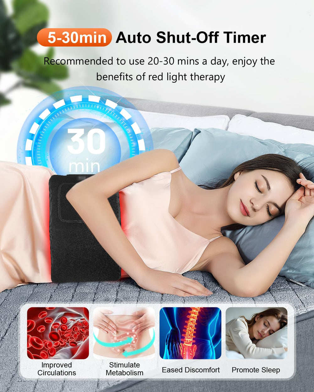 SHEVIEW red light therapy pad neck-shoulder application highlighting tension relief potential