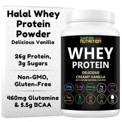 SHIFAA NUTRITION vanilla whey protein bottle ready for post-workout recovery prep