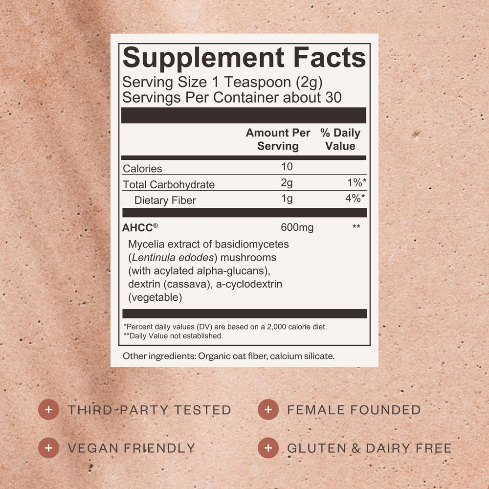 Scoop with SHII AHCC powder for precise daily dosing.