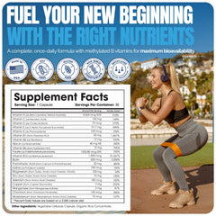 Shiny Leaf methylated bariatric multivitamin capsule closeup highlights gentle, iron-free nutrition.