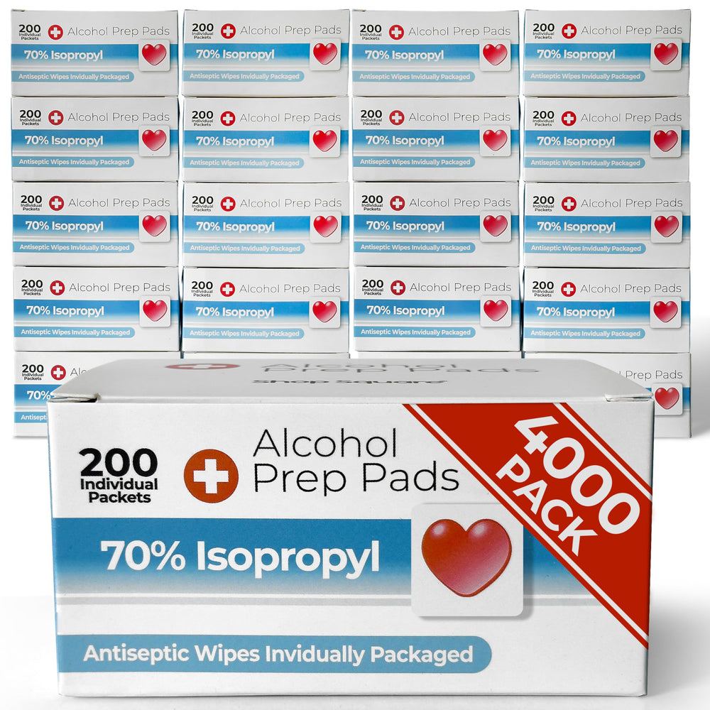 Shop Square Alcohol Prep Pads 70% IPA wipes for thorough skin cleansing and prep