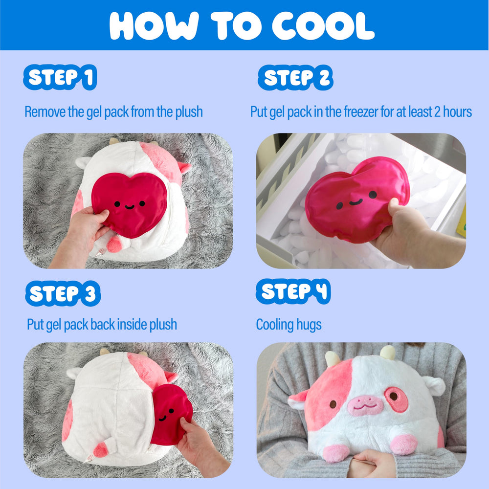 Shopzoki Strawberry Cow Plush closeup of soft fabric for cozy bedsides.