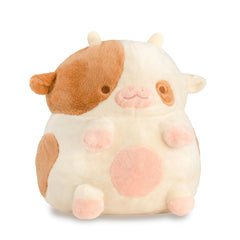 Shopzoki Strawberry Cow Plush with removable heat pack for lasting warmth.