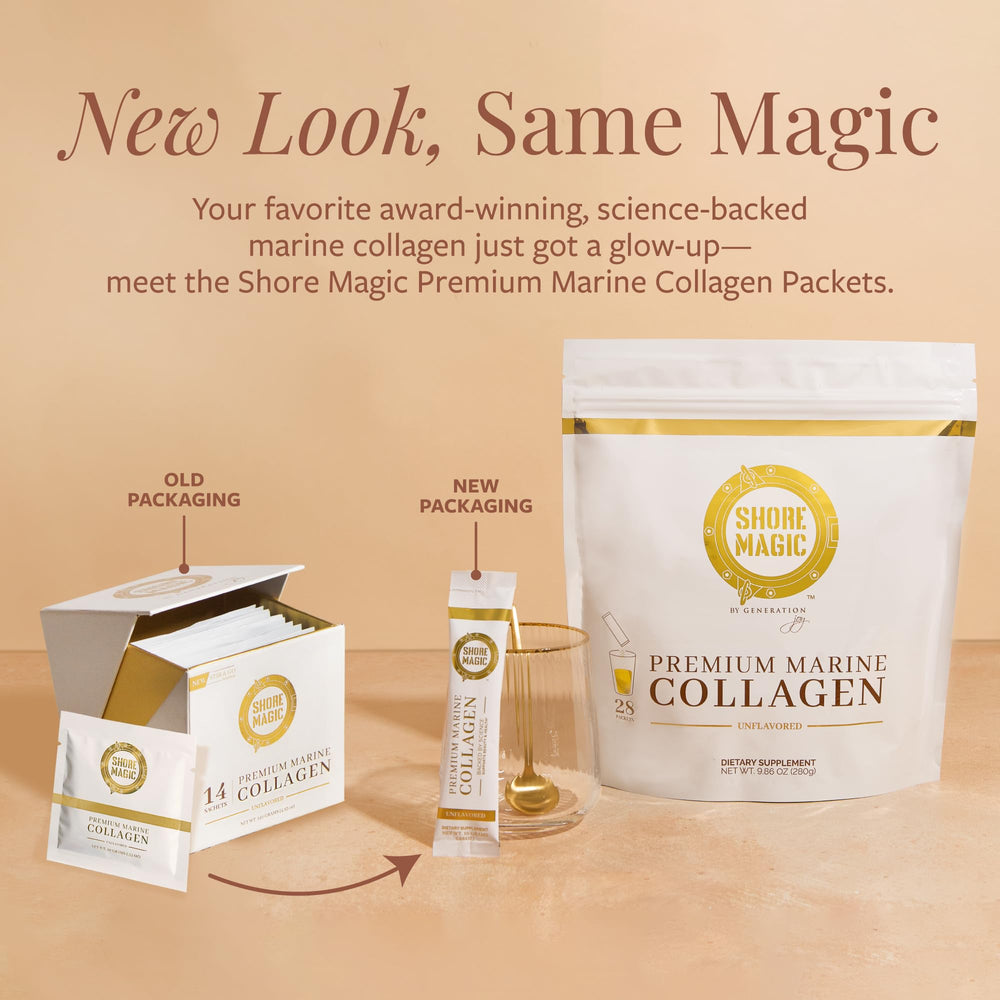 Shore Magic Marine Collagen unflavored scoop demonstrates easy daily dosing.