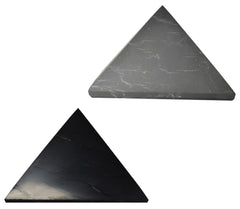 Shungite World 2pcs pyramids polished 100mm on display promote calm, balanced energy.