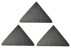 Shungite World 3pcs pyramid 80mm on desk for energy balance and focus