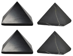 Shungite World 4 pcs polished pyramids 60mm centerpiece for balanced energy.