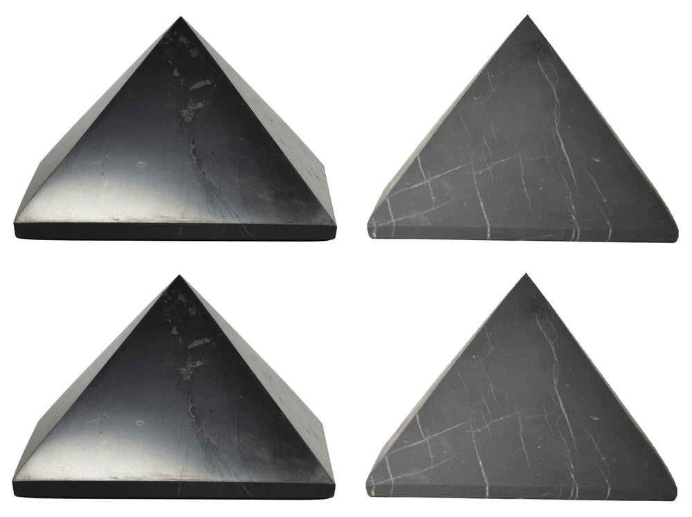 Shungite World 4pcs polished pyramids - sleek centerpiece for energy balance and protection at home